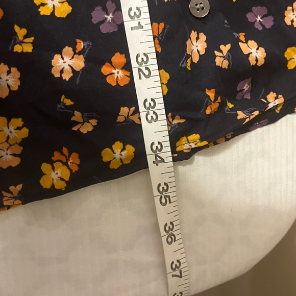 MADEWELL Smock-Sleeve Button-Front Mini Dress in black Happy Hibiscus, size 4 - Picture 8 of 9